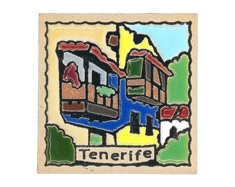 Tenerife Island Ceramic Fridge Magnet 5×5 cm 2"×2" | Gallotia Lizard Gecko Reptile Symbol Spanish Pottery Canary Islands Wildlife Souvenir