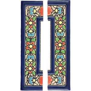 Piastrelle decorative in ceramica spagnola dipinte a mano (set da 2), 11 cm, con motivo floreale.