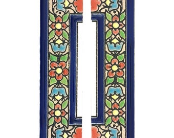 Hand-Painted Spanish Ceramic Border Tiles (Set of 2), 11cm Floral Pottery Trim Pieces
