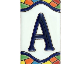 Mallorca Blue White Letter A Tile Spanish Ceramic Alphabet 11cm 4 inch Handmade Pottery Coastal Decor Mediterranean Home Name Sign Letter A