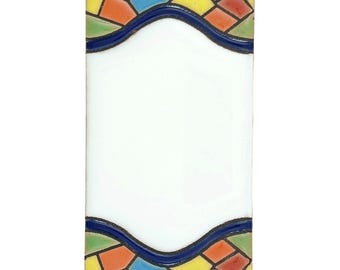 Azulejo Mallorca Blank Space de cerámica española de 11 cm, hecho a mano, azul y blanco, separador de cerámica para letreros de nombres de casas, placas de direcciones, relleno de huecos, acento azul