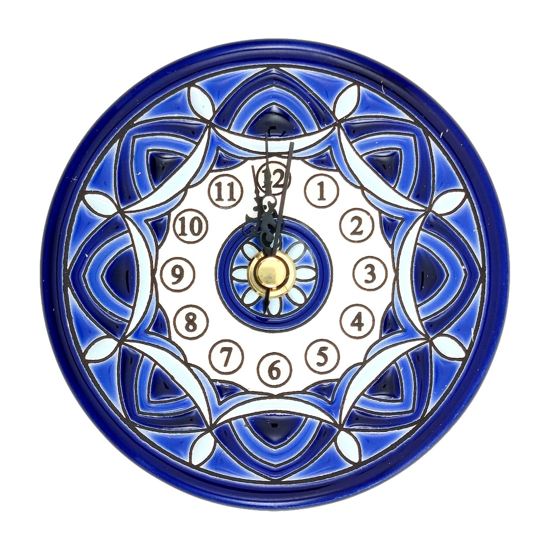 Tile Clock Mini 11cm Decorative Tile Clock | Petite Desk or Wall Accent Clock ...