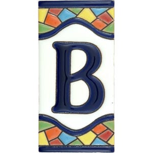 Handmade Ceramic Letter B Tile Mallorca Blue Spanish Pottery 11cm Alphabet B Personalized Name Plaque Coastal Home Sign Tile Decorative B