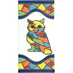 Mallorca Owl Ceramic Tile Spanish Blue White Icon 11cm Handmade Nature Pottery House Sign Accent Bird Lover Gift Coastal Decor Tile