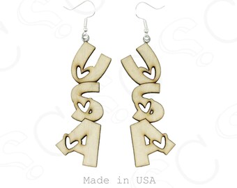 Laser-Cut USA Dangle Earrings | Patriotic 4th of July