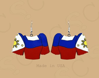 Filipiniana Dangle Earrings | Painted Birch Wood, Philippines