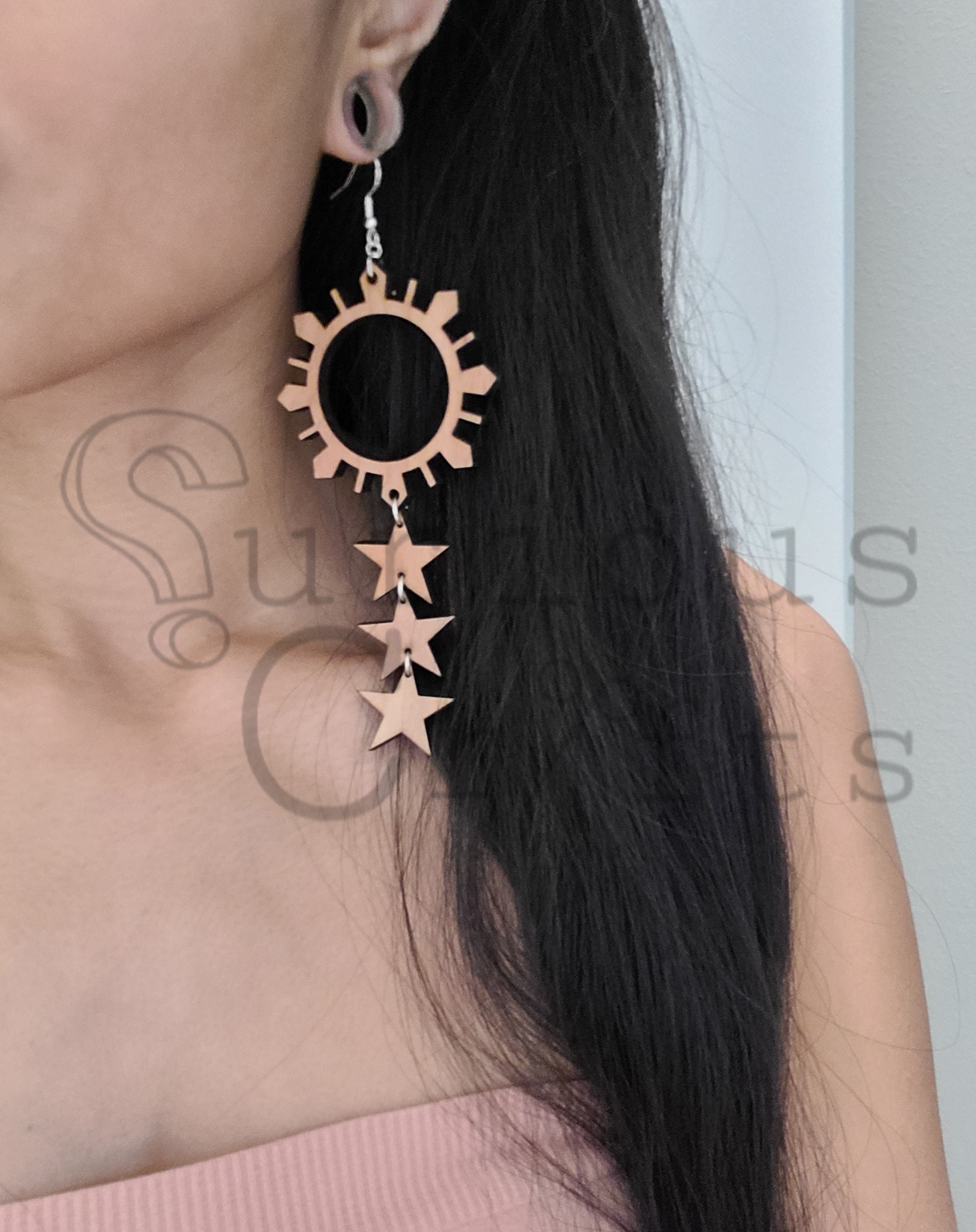 Filipino Dangle Earrings Filipino Tribal Sun and 3 Stars Etsy