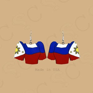 Filipiniana Earrings | Filipino Dangle Earrings | Painted Wood Earrings | Philippines | Solid Wood | Birch Wood