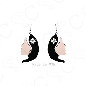 Filipina Dangle Earrings |  Sampaguita Hair | Philippine Flower | Filipino Painted Earrings | Philippines | Solid Wood | Birch Wood