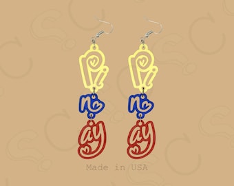 Pinay Dangle Earrings | Filipino Dangle Earrings | Philippines | Solid Wood | Birch Wood