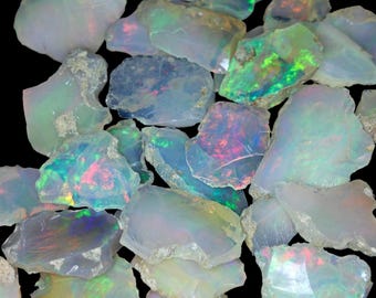 Natural Ethiopian Opal Chips Rough, Clean Raw Welo Opal Loose Gemstone, Bright Fire Opal For Jewelry Making.