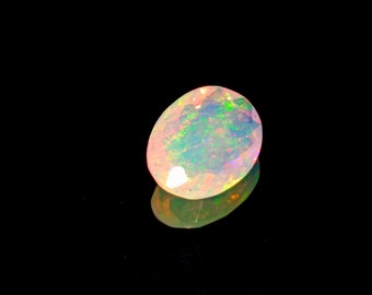 AAA Grade Faceted White Opal, Natural Welo Opal, Multi Fire Opal Faceted Cut, Opal Cut Stone, Ethiopian Welo Faceted Opal. {SJD}