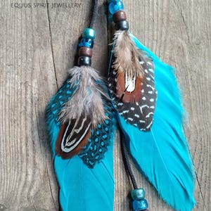 Woodland blues beaded feather mane / hair clip