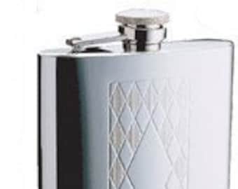 TP08-E60 diamond design 6 Oz flask, stainless steel