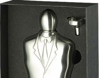 S-M1206Ya Tuxedo Flask (6 Oz) and Funnel Gift Set, Stainless Steel