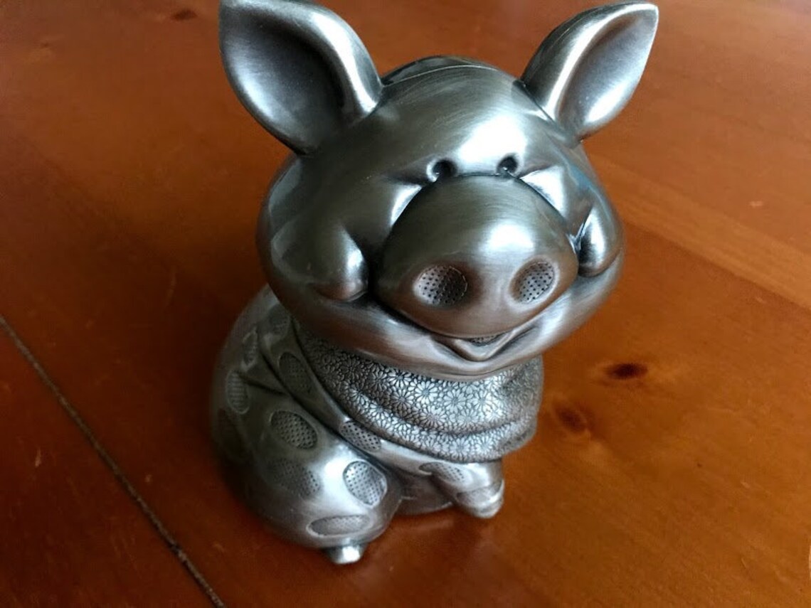 Pig money bank pewter piggy bank Etsy