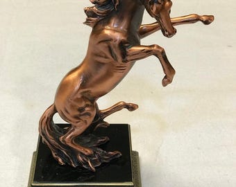 9 inch Standing Horse Resin Statue for Home Decor - Bronze