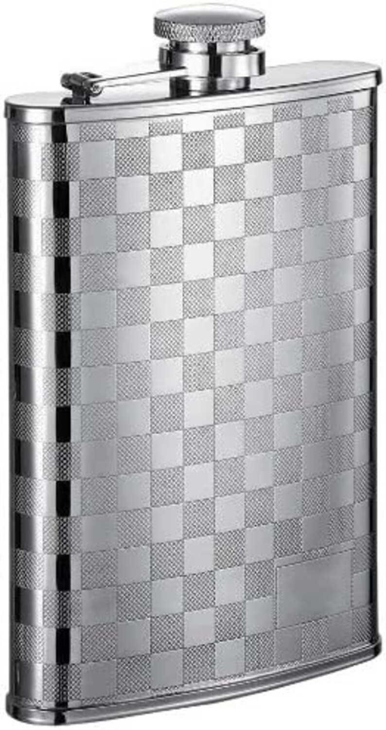 1508YX3, 8 Oz Flask Checker Design With Rim, Stainless Steel Etsy