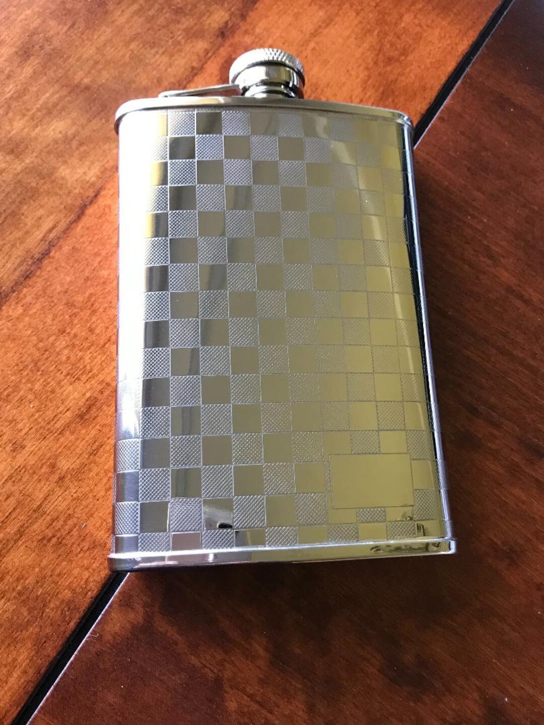 1508YX3, 8 Oz Flask Checker Design With Rim, Stainless Steel Etsy