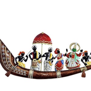 Traditional Kathakali Ship metal table top wooden base table decoration for office living guest room hotels farm home decor also giving gift
