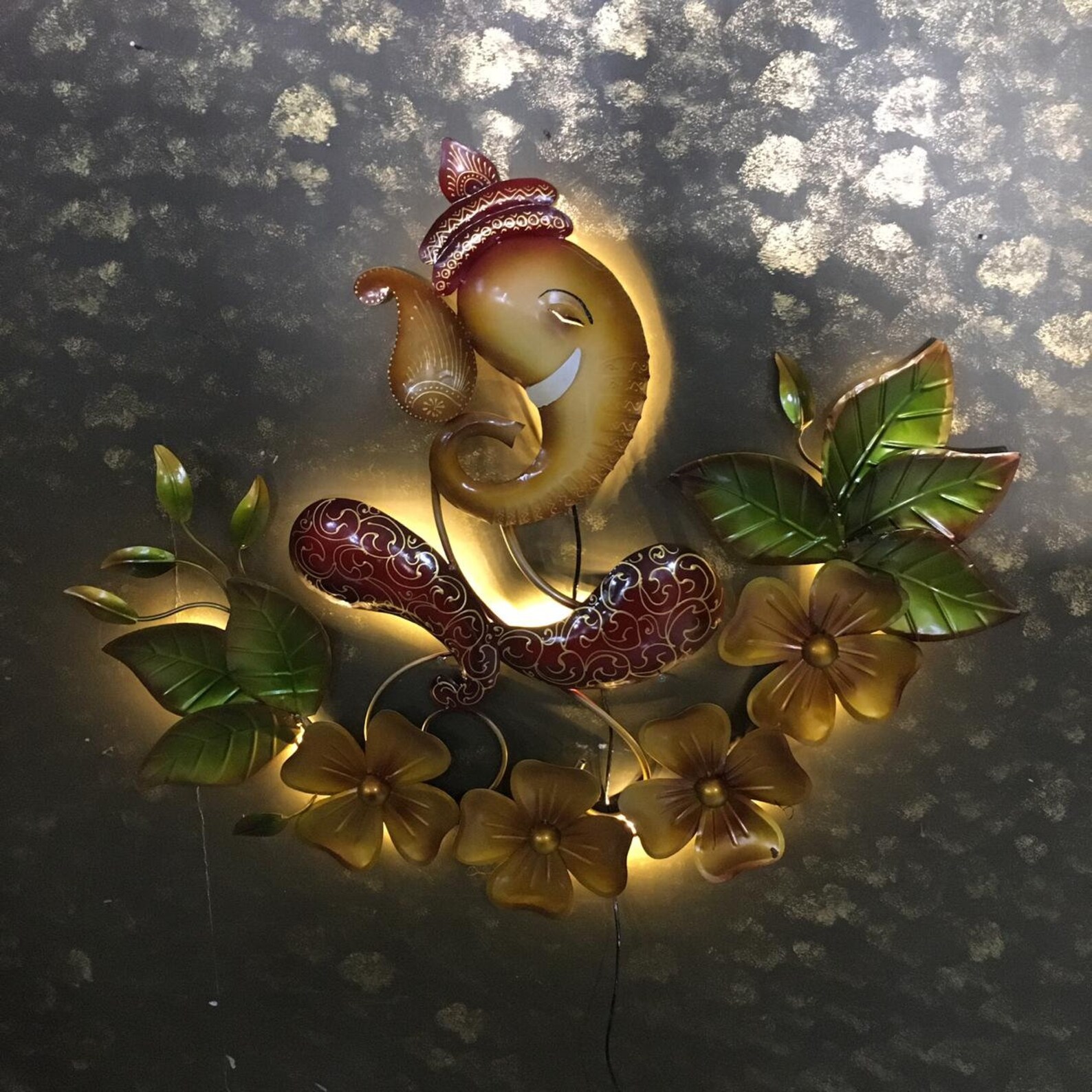 Ganesh metal wall hanging with LED Indian Metal wall Art Home Etsy