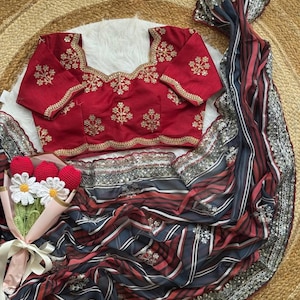 simple soft organza tabby silk saree embroidery sequence jari arco border work with mono banglory same work blouse completely  light weight