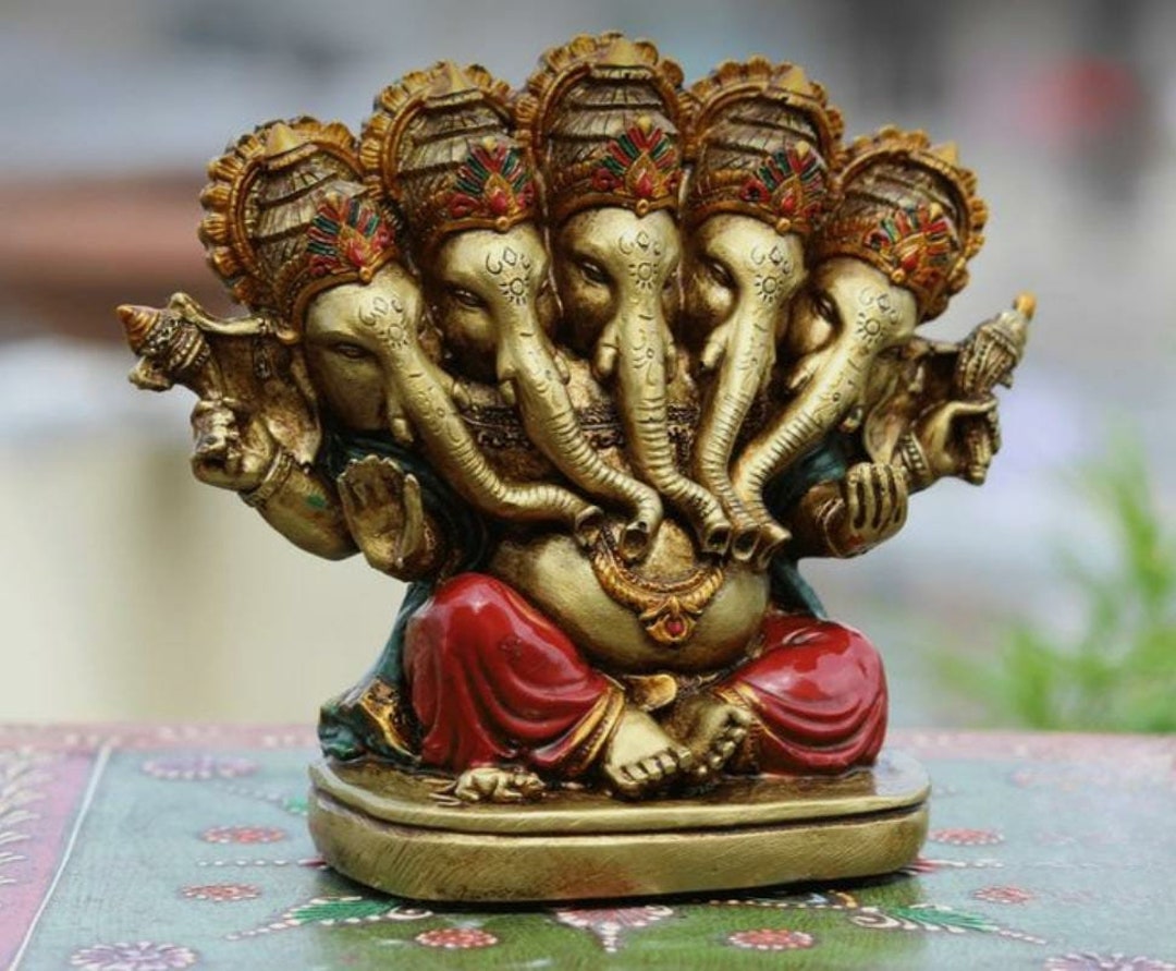 Buy Lord Ganesha Panchmukhi Resin Antique Work Unique Traditional ...