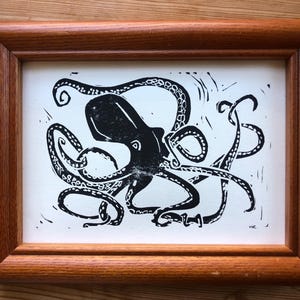 Octopus Woodblock Print