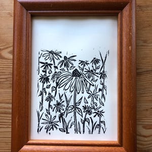 Coneflower Linocut Print