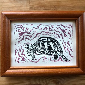 Tortoise Linocut Print