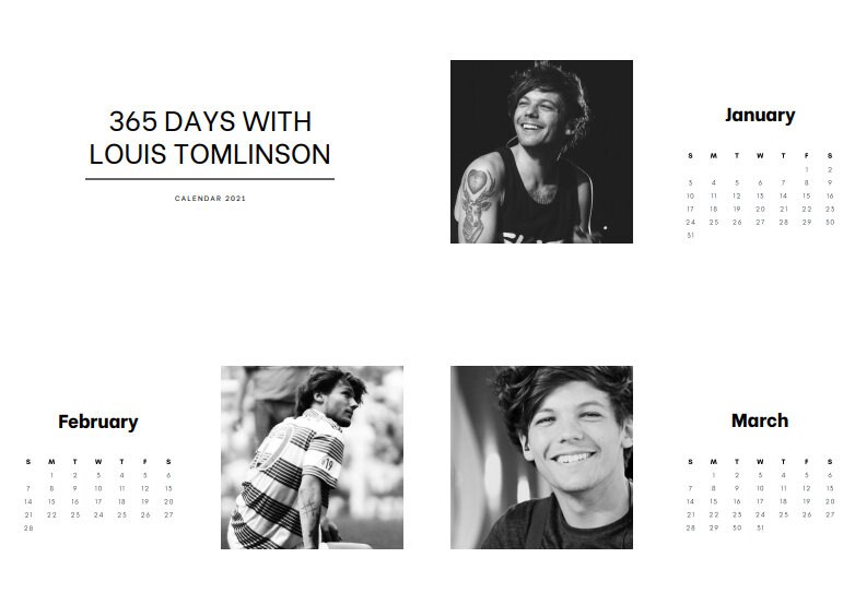 Louis Tomlinson Calendar 2021 digital download Etsy