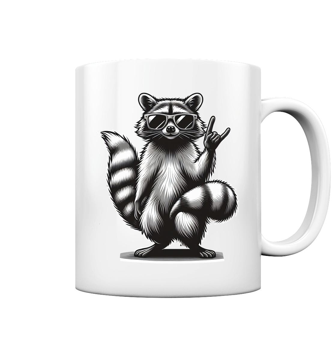 Raccoon - Rock n Roll Salute - Mug / Coffee Mug | Heavy Metal, Hardrock