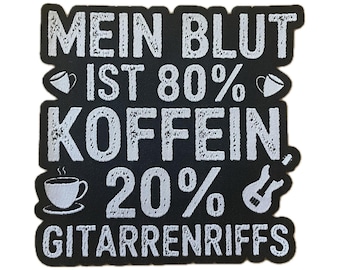 Caffeine Guitar Riffs Patch Iron On Coffee Rock Music Badge Funny 10x10 cm Musician Gift Coffee Addict Rocker Sew On Patch