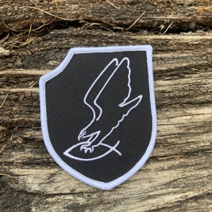 Eagle catches Christian fish Crest patch | Heavy Metal, Antichrist