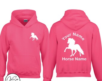 Personalised Horse Riding Hoodie - Horse Gifts for Girls -Personalised Hoodie - Equestrian Gift - Personalized Hoodie - Pony Club Gift -Pink