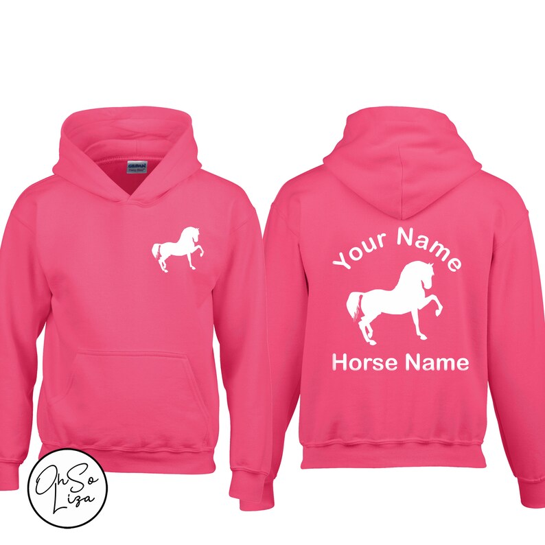 Personalised Horse Riding Hoodie Horse Gifts for Girls Personalised Hoodie Equestrian Gift Personalized Hoodie Pony Club Gift Pink image 10