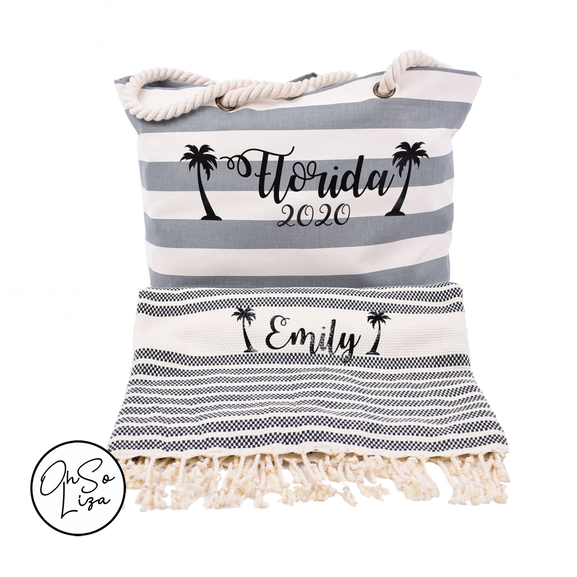 Personalised Beach Bag and Towel Set Honeymoon Gift Beach | Etsy