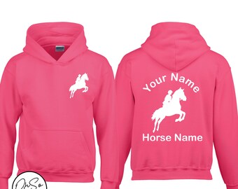 Personalised Horse Riding Hoodie - Horse Gifts for Girls -Personalised Hoodie - Equestrian Gift - Personalized Hoodie - Pony Club Gift -Blue