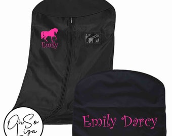 Personalised Horse Garment Bag - Perfect Gift For Horse Lover - Dressage Gift - Equestrian - Travel Bag - Custom Horse Riding - Black