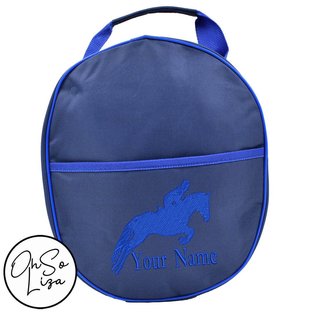 Personalised Riding Helmet Bag With Jumping Horse Design Perfect Gift