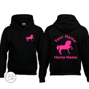 Personalised Horse Riding Hoodie Horse Gifts for Girls Personalised Hoodie Equestrian Gift Personalized Hoodie Pony Club Gift Pink image 1