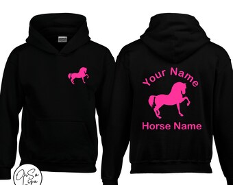 Personalised Horse Riding Hoodie - Horse Gifts for Girls -Personalised Hoodie - Equestrian Gift - Personalized Hoodie - Pony Club Gift -Pink