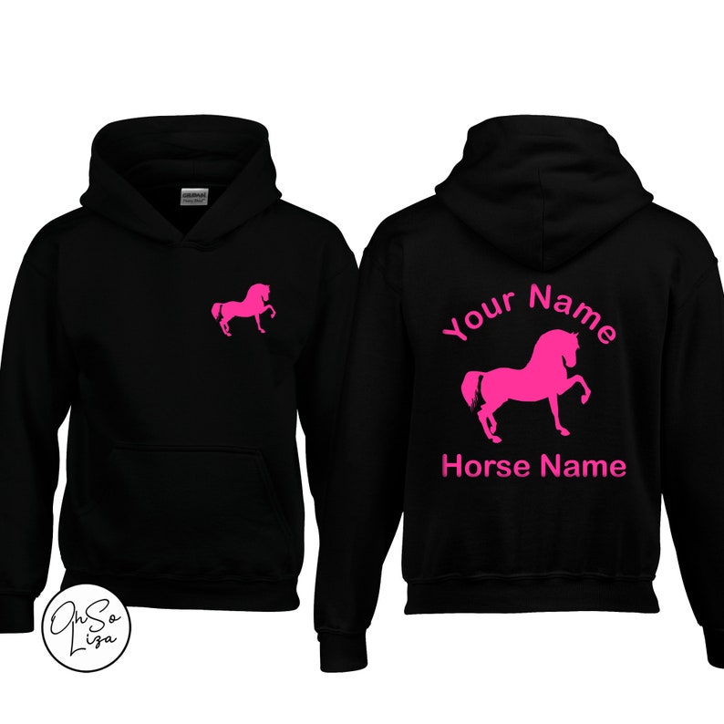 Personalised Horse Riding Hoodie Horse Gifts for Girls Personalised Hoodie Equestrian Gift Personalized Hoodie Pony Club Gift Pink image 1