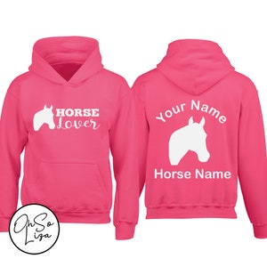 Personalised Horse Riding Hoodie Horse Lover Hoodie Equestrian Gift Personalized Hoodie Pony Club Gift Pink Barn Yard Ride out image 3