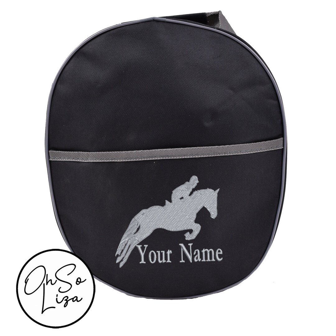 Personalised Riding Helmet Bag With Jumping Horse Design Perfect Gift