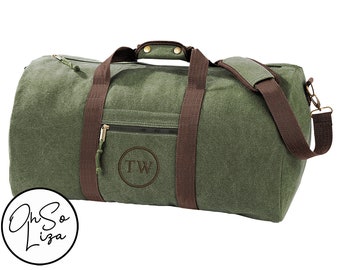 Personalised Canvas Duffle Bag - Ideal Duffle Bag with Monogram - Groomsmen Gifts - Gifts for Him – Father’s Day Gift