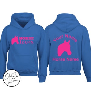 Personalised Horse Riding Hoodie Horse Lover Hoodie Equestrian Gift Personalized Hoodie Pony Club Gift Pink Barn Yard Ride out image 1