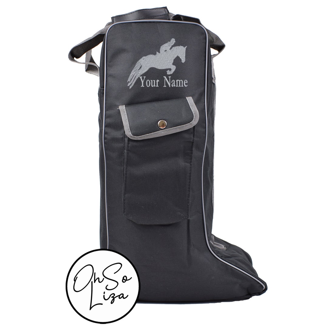 Personalised Long Riding Boot Bag With Jumping Horse Design Perfect