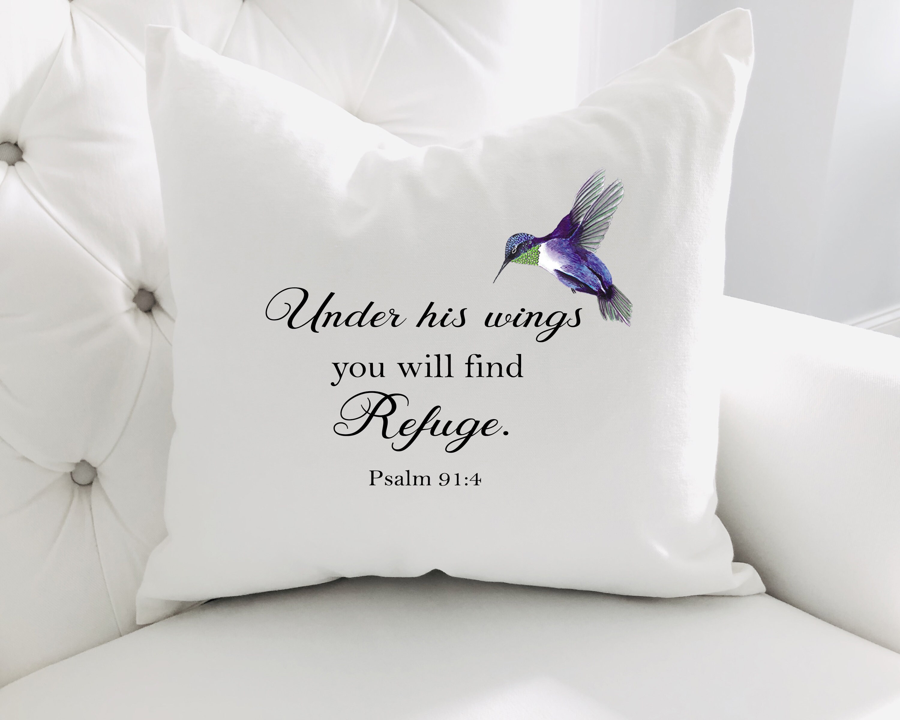 Under His Wings Pillow Bible Verse Customizable Singlesided Etsy UK