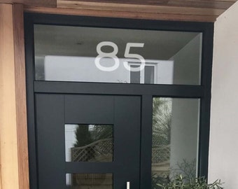 Frosted Etched Minimal House Number | Fanlight Stickers Address Building Door Number for Transoms